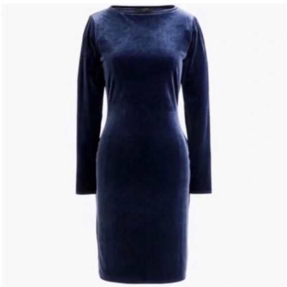 J. Crew Dresses & Skirts - J. Crew Midnight Blue Velvet Like Long Sleeve Mini Dress